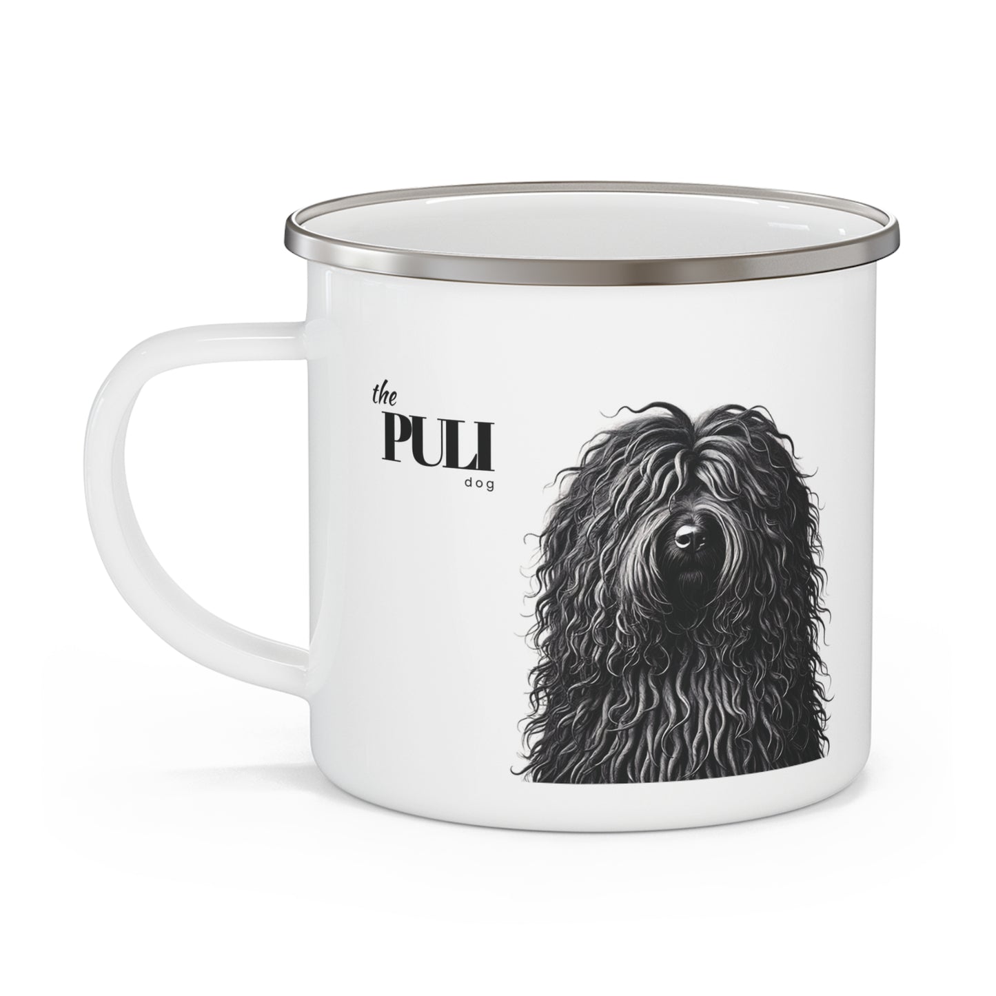 Puli Black Dog Enamel Mug