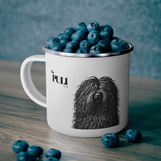 Puli Black Dog Enamel Mug