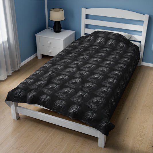 Puli Black Velveteen Plush Blanket