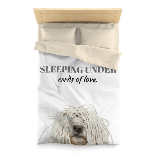 Puli Dog Microfiber Duvet Cover - White dog