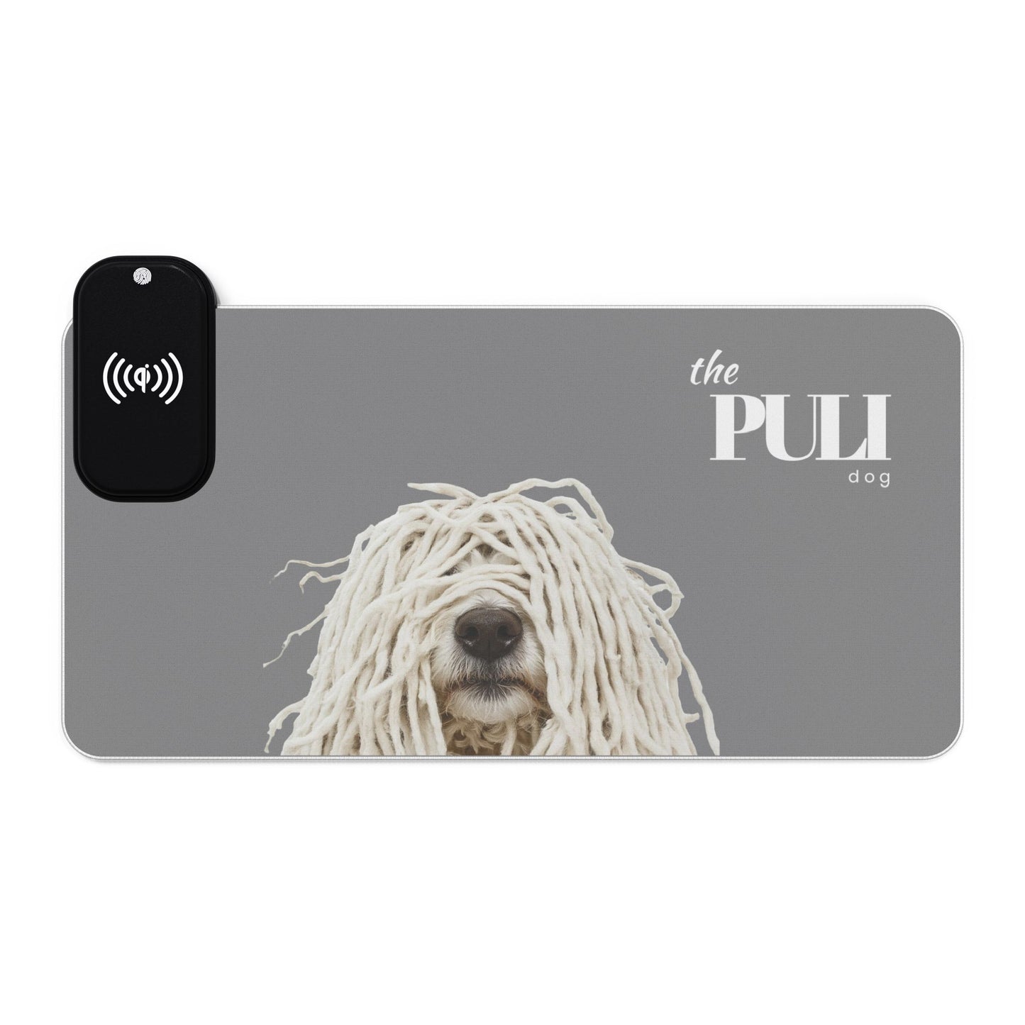 Puli Dog LED Gaming Mouse Pad, Wireless Charging - White Dog