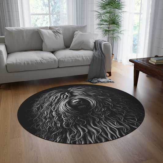 Puli Black Round Rug